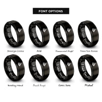font options for inside engraving on black summit peak rings