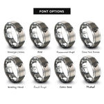 font options for inside engraving on grey summit peak rings