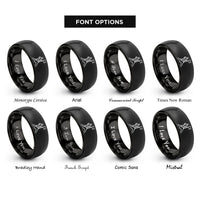 font options for inside engraving on black summit pose flag rings