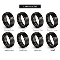 font options for inside engraving on black summit pose flag rings