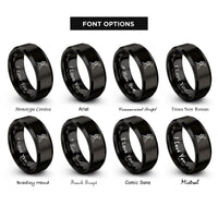font options for inside engraving on black summit pose flag rings