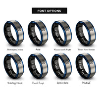 font options for inside engraving on black & blue & silver summoning circle pentagram rings