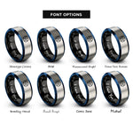 font options for inside engraving on black & blue & gray summoning circle pentagram rings