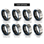 font options for inside engraving on black & blue & grey sumo deadlift rings