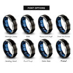 font options for inside engraving on black & blue & grey sun rings