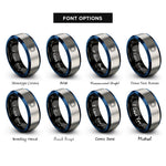 font options for inside engraving on black & blue & grey sun rings