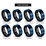 font options for inside engraving on black & blue sun rings