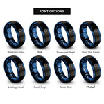 font options for inside engraving on black & blue sun rings