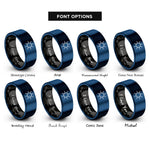 font options for inside engraving on black & blue sun rings