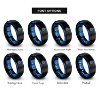 font options for inside engraving on black & blue sun rings