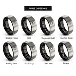 font options for inside engraving on black & grey sun rings