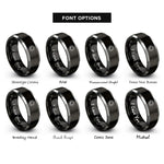 font options for inside engraving on black & grey sun rings