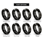 font options for inside engraving on black & grey sun rings