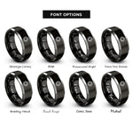 font options for inside engraving on black & silver sun rings