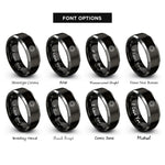 font options for inside engraving on black & silver sun rings