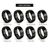 font options for inside engraving on black sun rings