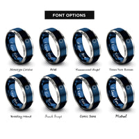 font options for inside engraving on blue & grey sun rings