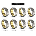 font options for inside engraving on gold & grey sun burst rings