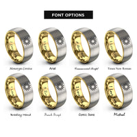 font options for inside engraving on gold & silver sun burst rings