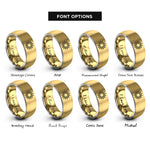font options for inside engraving on gold & grey sun burst rings