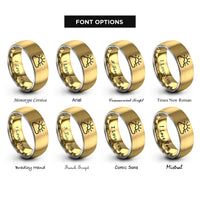 font options for inside engraving on gold & grey sun cloud rings