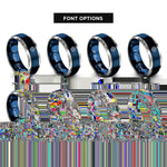 font options for inside engraving on blue & grey sun compass rings