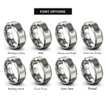 font options for inside engraving on silver sun compass rings