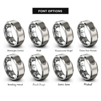 font options for inside engraving on silver sun compass rings