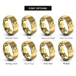 font options for inside engraving on gold & grey sun crescent moon rings