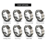 font options for inside engraving on grey sun crescent moon rings