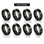 font options for inside engraving on black & silver sun cross rings