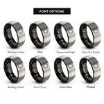 font options for inside engraving on black & grey sun disk icon rings