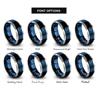 font options for inside engraving on blue & grey sun disk icon rings