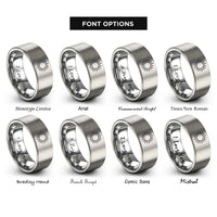 font options for inside engraving on gray sun disk icon rings
