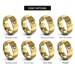 font options for inside engraving on gold & grey sun gold rings
