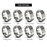 font options for inside engraving on grey sun gold rings