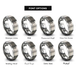 font options for inside engraving on silver sun rings