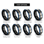 font options for inside engraving on black & blue & grey sun icon rings