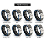 font options for inside engraving on black & blue & silver sun icon rings