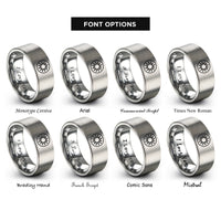 font options for inside engraving on gray sun icon circle rings