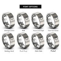 font options for inside engraving on silver sun icon rings