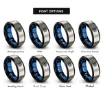 font options for inside engraving on black & blue & gray sun mandala rings