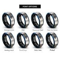 font options for inside engraving on black & blue & silver sun mandala rings