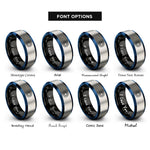 font options for inside engraving on black & blue & silver sun mandala rings