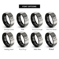 font options for inside engraving on black & gray sun mandala rings