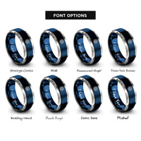 font options for inside engraving on blue & gray sun mandala rings