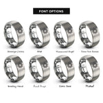font options for inside engraving on silver sun medallion rings