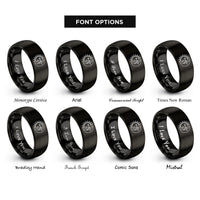 font options for inside engraving on black sun moon rings