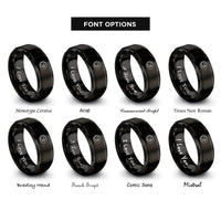 font options for inside engraving on black sun moon rings