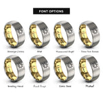 font options for inside engraving on gold & grey sun moon rings